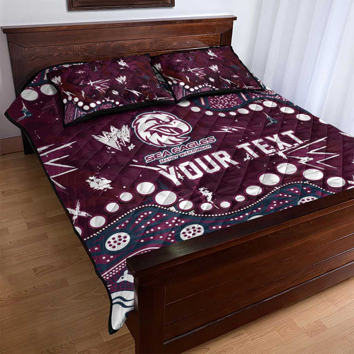 Personalized Manly Warringah Sea Eagles Quilt Bed Set Aboriginal Pattern with Graffiti Style Design