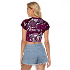 Personalized Manly Warringah Sea Eagles Raglan Cropped T Shirt Aboriginal Pattern with Graffiti Style Design