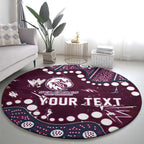 Personalized Manly Warringah Sea Eagles Round Carpet Aboriginal Pattern with Graffiti Style Design
