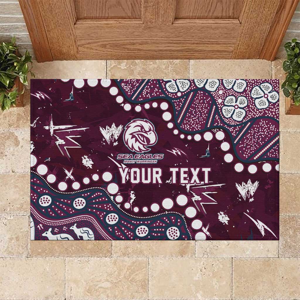 Personalized Manly Warringah Sea Eagles Rubber Doormat Aboriginal Pattern with Graffiti Style Design
