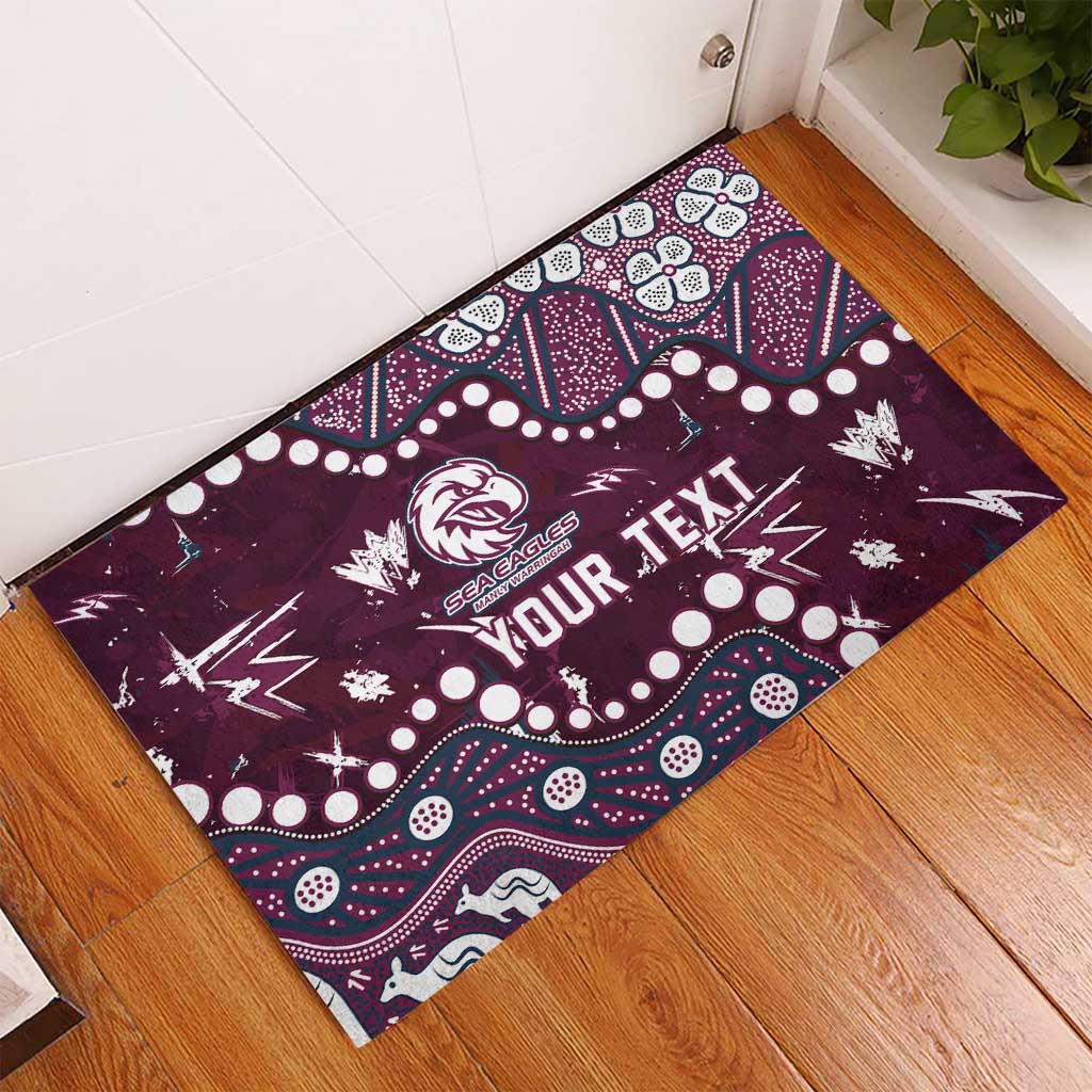 Personalized Manly Warringah Sea Eagles Rubber Doormat Aboriginal Pattern with Graffiti Style Design