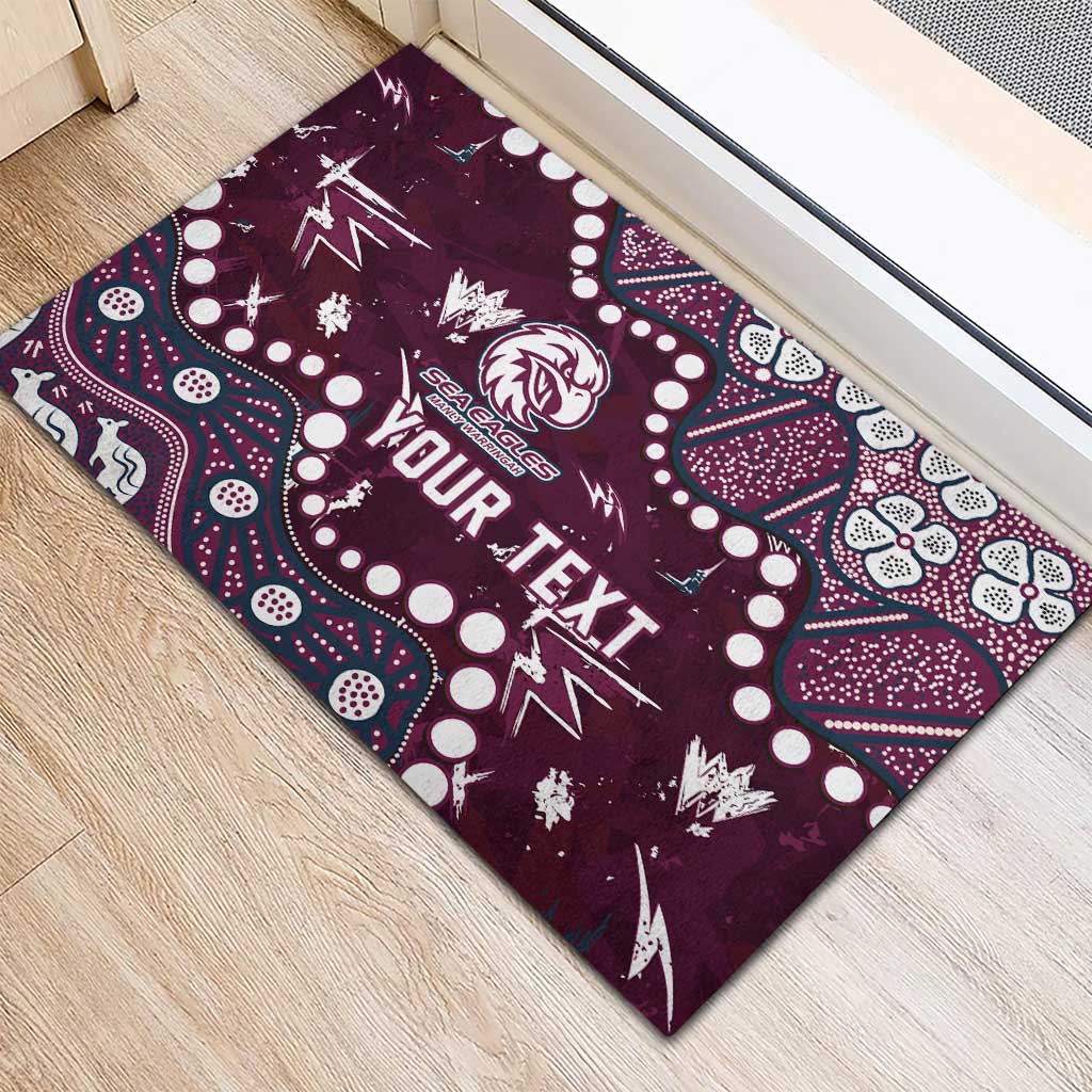 Personalized Manly Warringah Sea Eagles Rubber Doormat Aboriginal Pattern with Graffiti Style Design