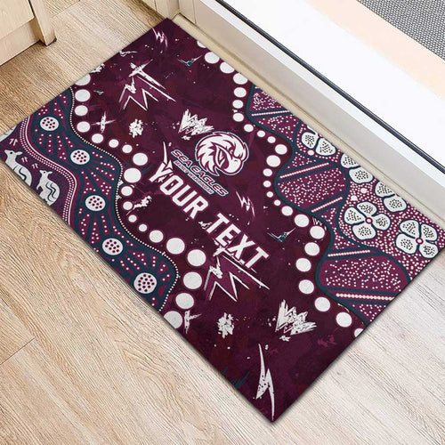 Personalized Manly Warringah Sea Eagles Rubber Doormat Aboriginal Pattern with Graffiti Style Design