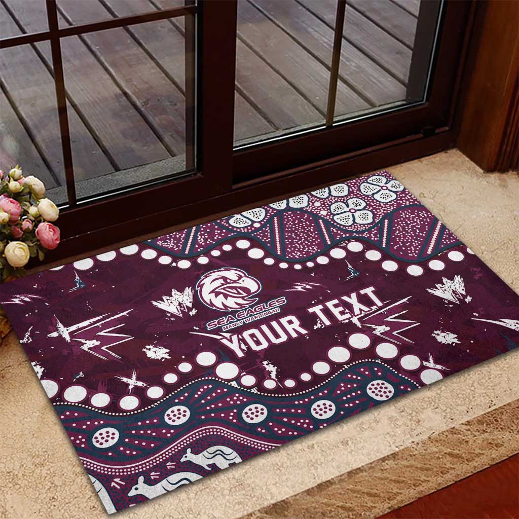 Personalized Manly Warringah Sea Eagles Rubber Doormat Aboriginal Pattern with Graffiti Style Design