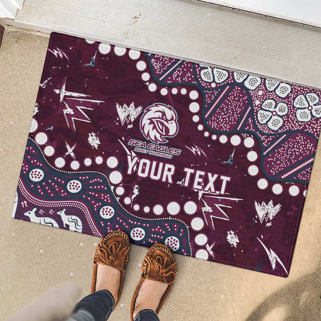 Personalized Manly Warringah Sea Eagles Rubber Doormat Aboriginal Pattern with Graffiti Style Design