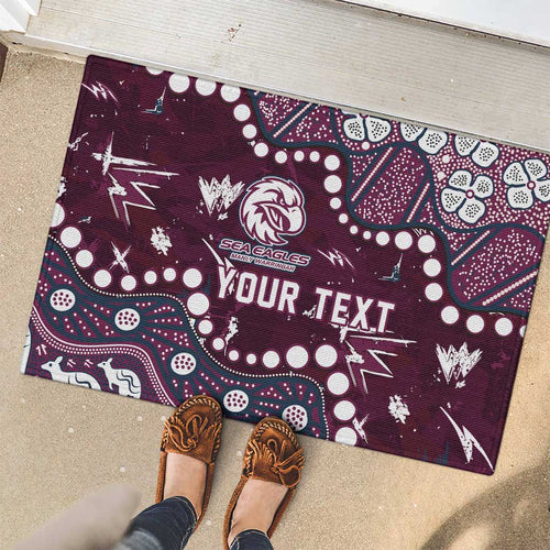 Personalized Manly Warringah Sea Eagles Rubber Doormat Aboriginal Pattern with Graffiti Style Design
