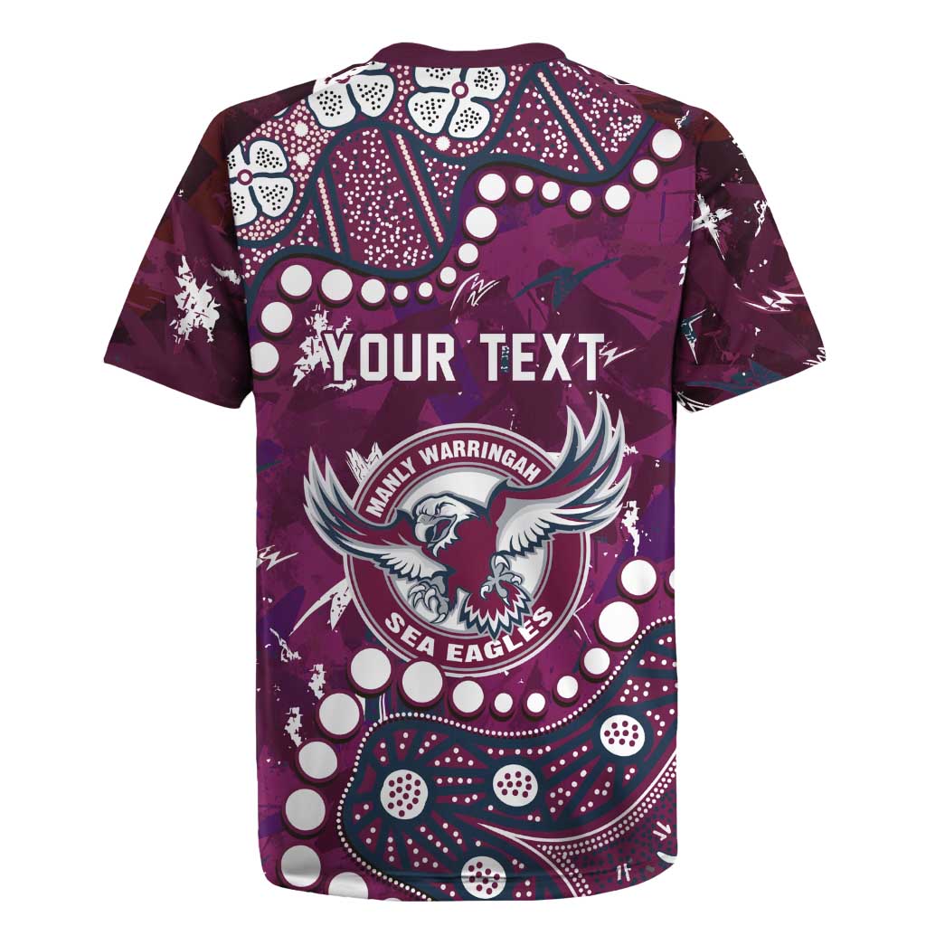 Personalized Manly Warringah Sea Eagles Rugby Jersey Aboriginal Pattern with Graffiti Style Design