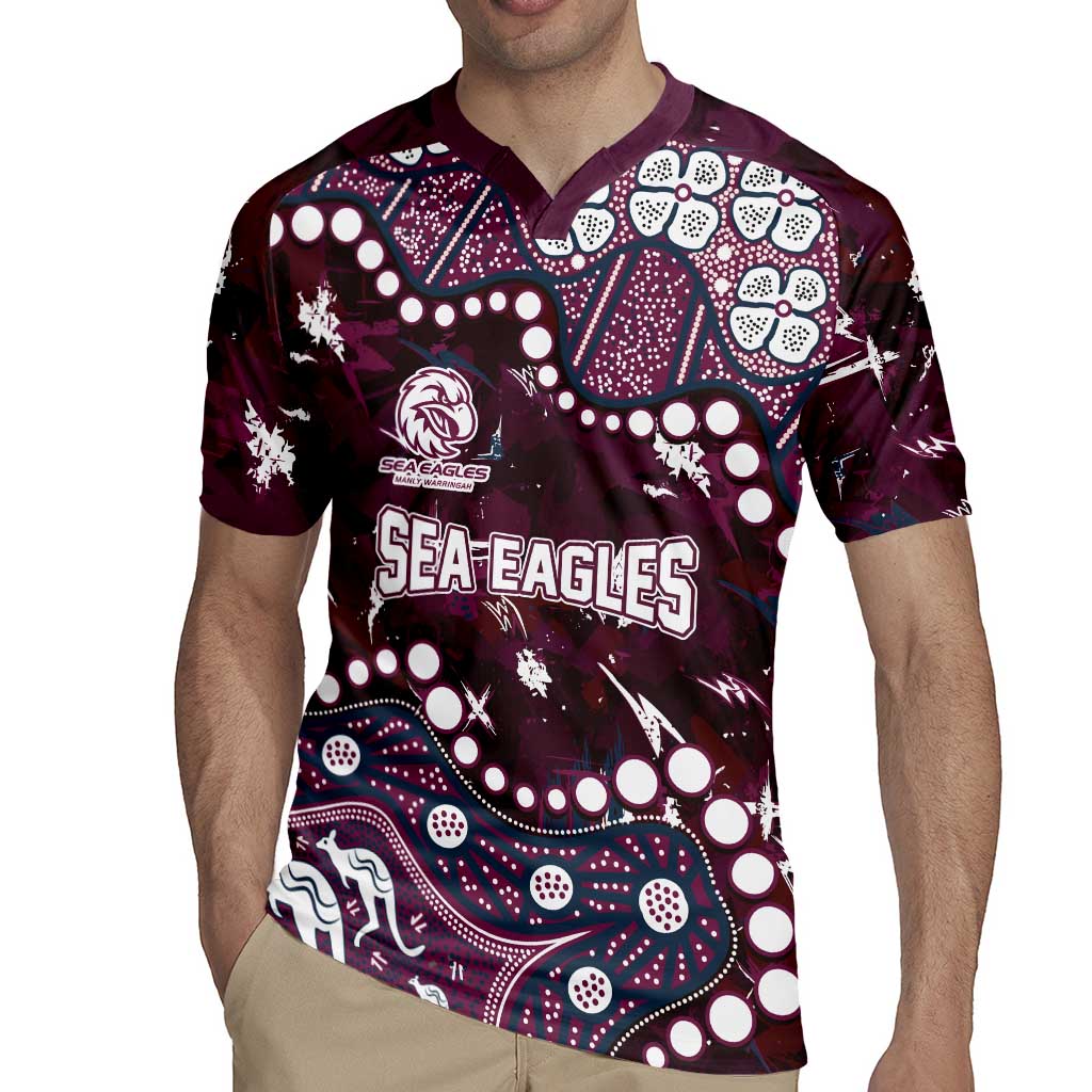 Personalized Manly Warringah Sea Eagles Rugby Jersey Aboriginal Pattern with Graffiti Style Design