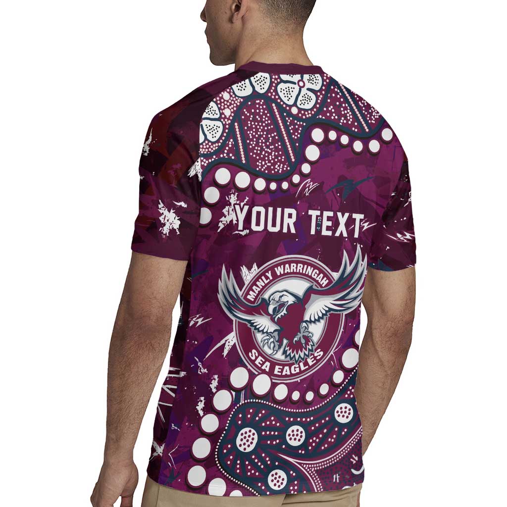 Personalized Manly Warringah Sea Eagles Rugby Jersey Aboriginal Pattern with Graffiti Style Design