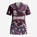 Personalized Manly Warringah Sea Eagles Scrub Top Aboriginal Pattern with Graffiti Style Design