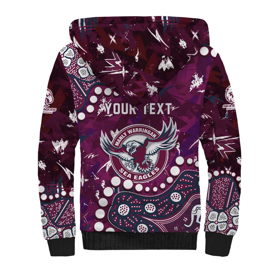 Personalized Manly Warringah Sea Eagles Sherpa Hoodie Aboriginal Pattern with Graffiti Style Design
