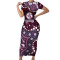 Personalized Manly Warringah Sea Eagles Short Sleeve Bodycon Dress Aboriginal Pattern with Graffiti Style Design