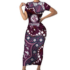 Personalized Manly Warringah Sea Eagles Short Sleeve Bodycon Dress Aboriginal Pattern with Graffiti Style Design