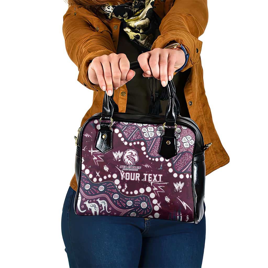 Personalized Manly Warringah Sea Eagles Shoulder Handbag Aboriginal Pattern with Graffiti Style Design