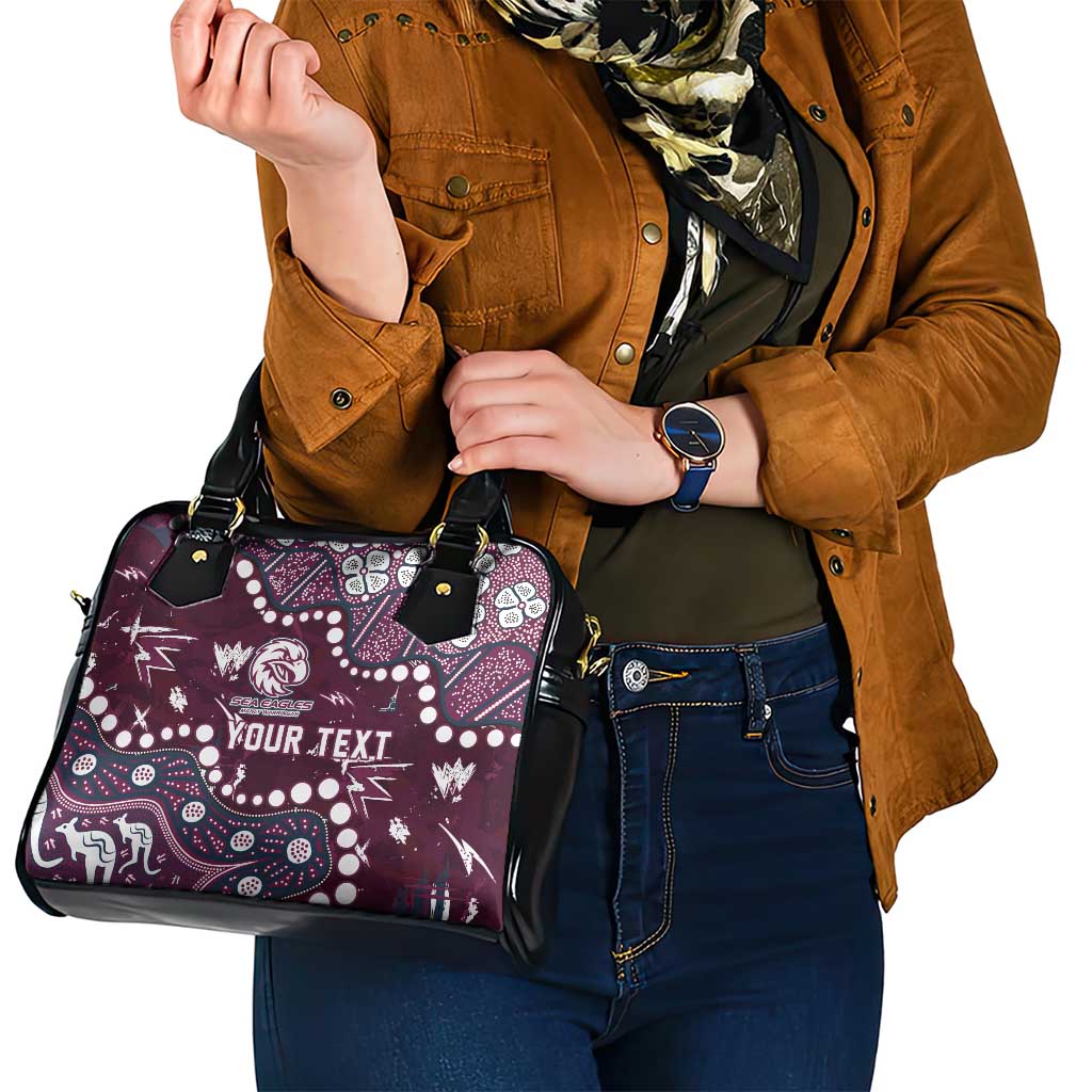 Personalized Manly Warringah Sea Eagles Shoulder Handbag Aboriginal Pattern with Graffiti Style Design