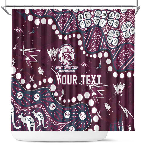 Personalized Manly Warringah Sea Eagles Shower Curtain Aboriginal Pattern with Graffiti Style Design