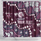 Personalized Manly Warringah Sea Eagles Shower Curtain Aboriginal Pattern with Graffiti Style Design