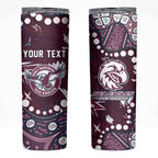 Personalized Manly Warringah Sea Eagles Skinny Tumbler Aboriginal Pattern with Graffiti Style Design