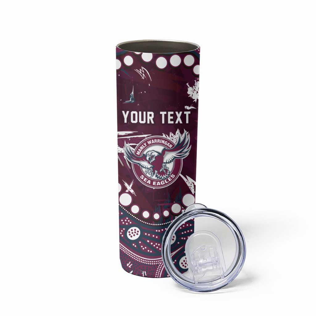 Personalized Manly Warringah Sea Eagles Skinny Tumbler Aboriginal Pattern with Graffiti Style Design