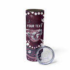 Personalized Manly Warringah Sea Eagles Skinny Tumbler Aboriginal Pattern with Graffiti Style Design