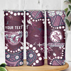 Personalized Manly Warringah Sea Eagles Skinny Tumbler Aboriginal Pattern with Graffiti Style Design