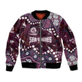 Personalized Manly Warringah Sea Eagles Sleeve Zip Bomber Jacket Aboriginal Pattern with Graffiti Style Design