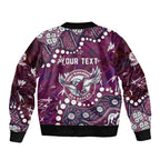 Personalized Manly Warringah Sea Eagles Sleeve Zip Bomber Jacket Aboriginal Pattern with Graffiti Style Design
