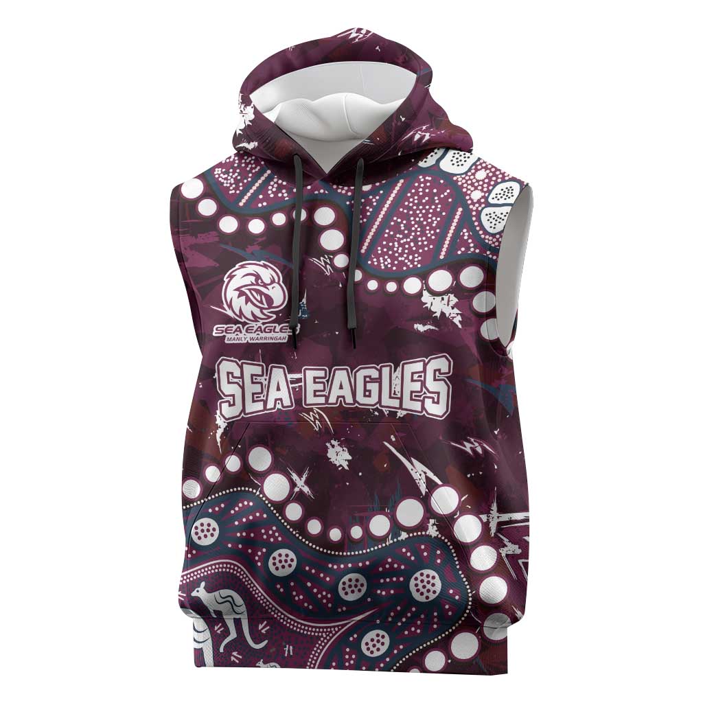 Personalized Manly Warringah Sea Eagles Sleeveless Hoodie Aboriginal Pattern with Graffiti Style Design