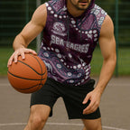 Personalized Manly Warringah Sea Eagles Sleeveless Hoodie Aboriginal Pattern with Graffiti Style Design