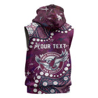 Personalized Manly Warringah Sea Eagles Sleeveless Zip Hoodie Aboriginal Pattern with Graffiti Style Design