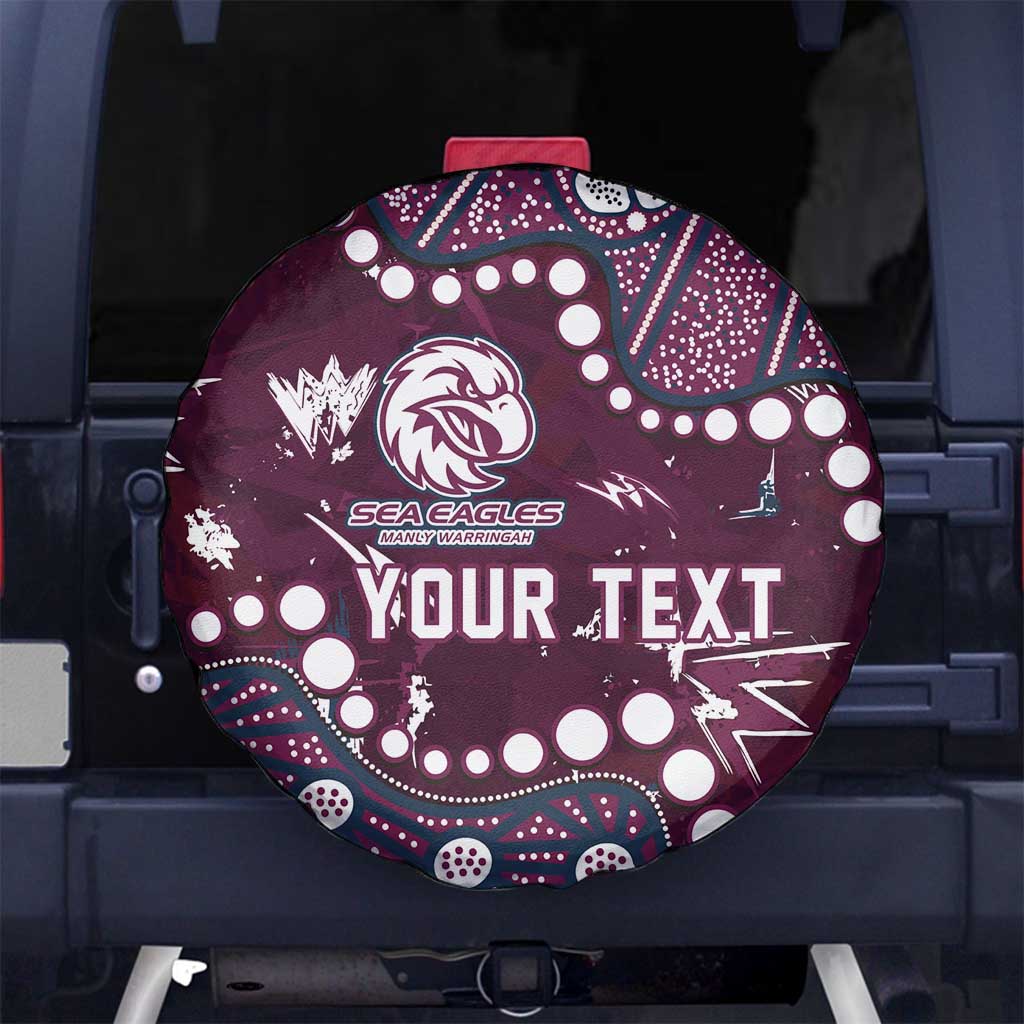 Personalized Manly Warringah Sea Eagles Spare Tire Cover Aboriginal Pattern with Graffiti Style Design