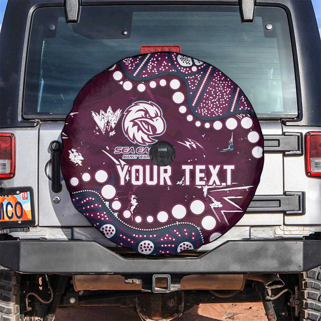 Personalized Manly Warringah Sea Eagles Spare Tire Cover Aboriginal Pattern with Graffiti Style Design