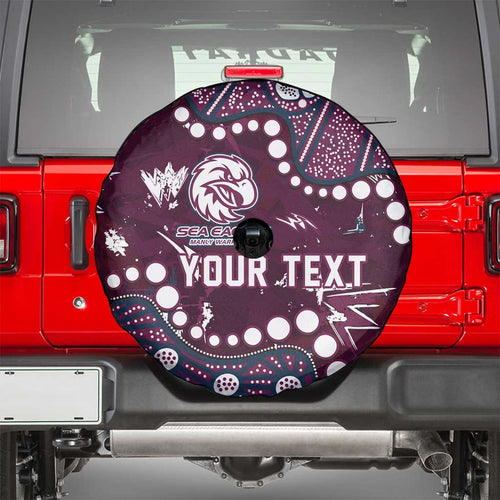 Personalized Manly Warringah Sea Eagles Spare Tire Cover Aboriginal Pattern with Graffiti Style Design