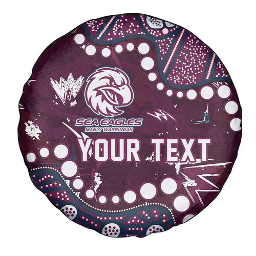 Personalized Manly Warringah Sea Eagles Spare Tire Cover Aboriginal Pattern with Graffiti Style Design