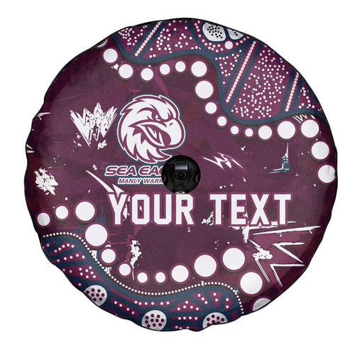Personalized Manly Warringah Sea Eagles Spare Tire Cover Aboriginal Pattern with Graffiti Style Design
