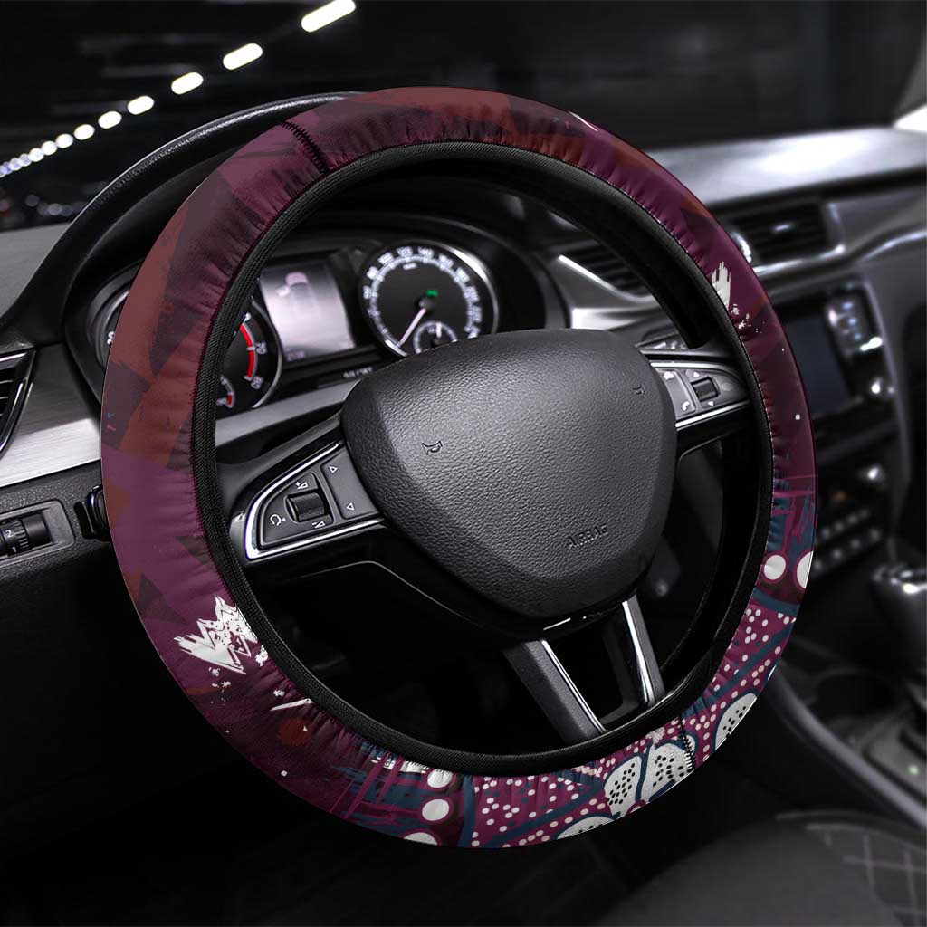 Manly Warringah Sea Eagles Steering Wheel Cover Aboriginal Pattern with Graffiti Style Design