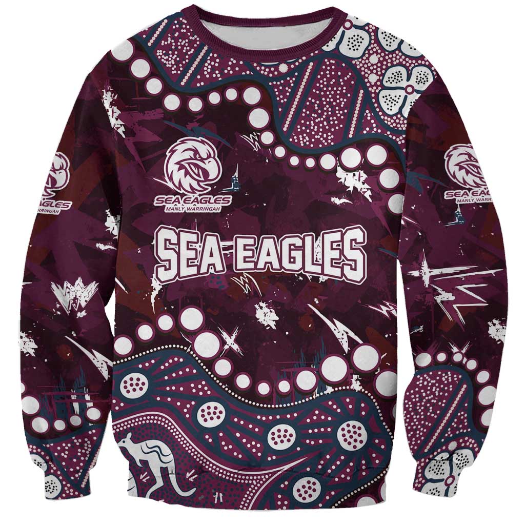 Personalized Manly Warringah Sea Eagles Sweatshirt Aboriginal Pattern with Graffiti Style Design