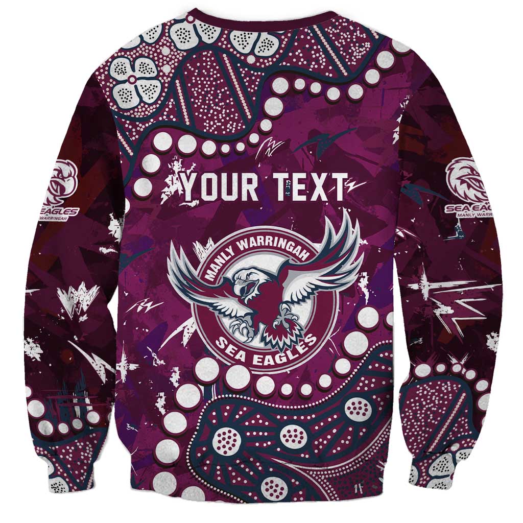 Personalized Manly Warringah Sea Eagles Sweatshirt Aboriginal Pattern with Graffiti Style Design