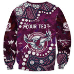 Personalized Manly Warringah Sea Eagles Sweatshirt Aboriginal Pattern with Graffiti Style Design