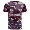 Personalized Manly Warringah Sea Eagles T Shirt Aboriginal Pattern with Graffiti Style Design
