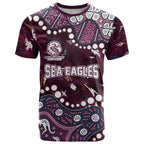 Personalized Manly Warringah Sea Eagles T Shirt Aboriginal Pattern with Graffiti Style Design