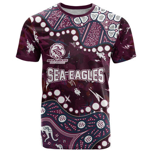 Personalized Manly Warringah Sea Eagles T Shirt Aboriginal Pattern with Graffiti Style Design