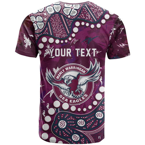 Personalized Manly Warringah Sea Eagles T Shirt Aboriginal Pattern with Graffiti Style Design