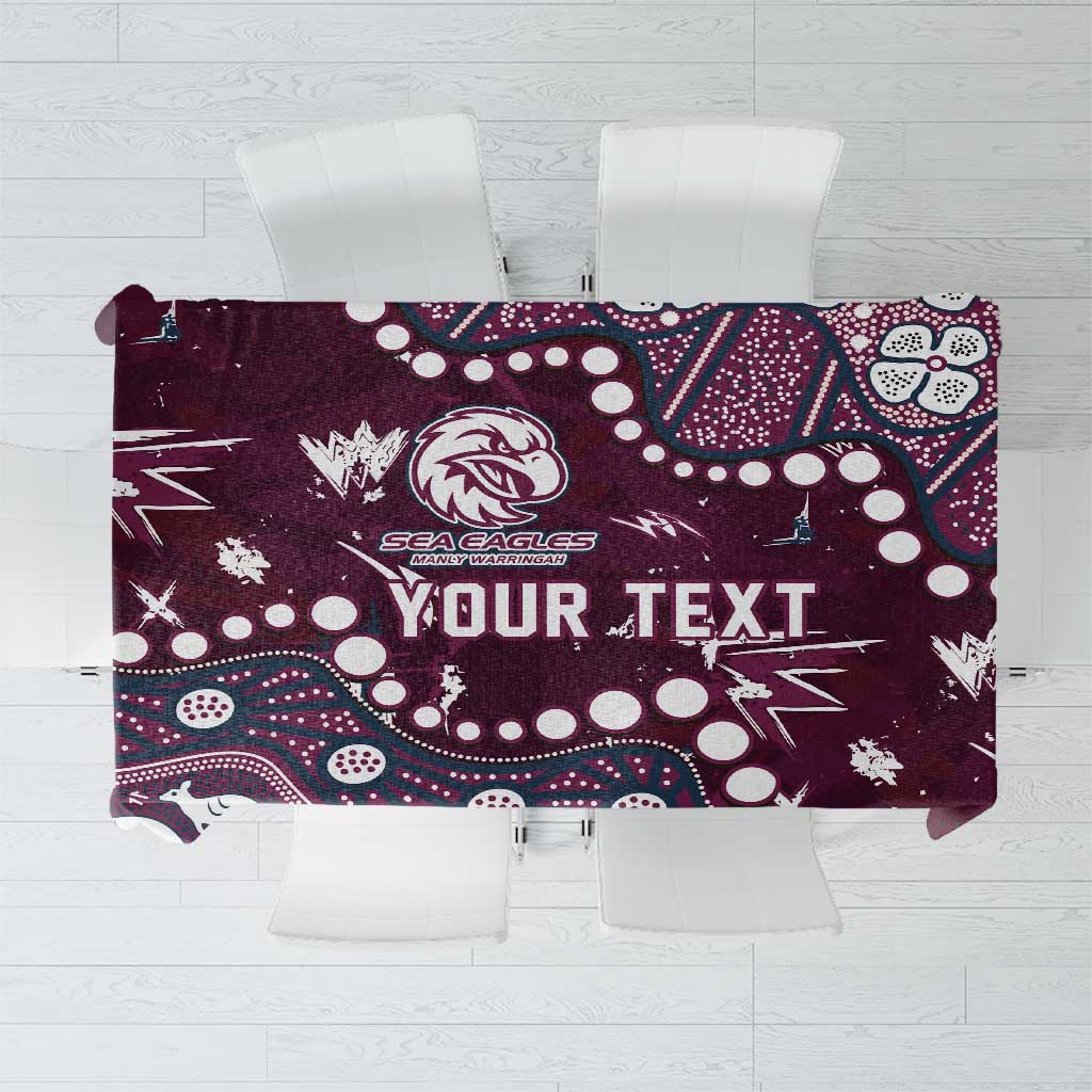Personalized Manly Warringah Sea Eagles Tablecloth Aboriginal Pattern with Graffiti Style Design