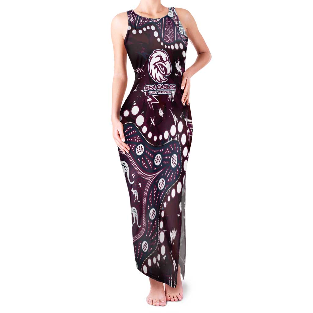 Personalized Manly Warringah Sea Eagles Tank Maxi Dress Aboriginal Pattern with Graffiti Style Design