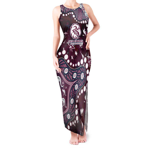 Personalized Manly Warringah Sea Eagles Tank Maxi Dress Aboriginal Pattern with Graffiti Style Design