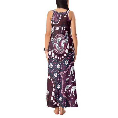 Personalized Manly Warringah Sea Eagles Tank Maxi Dress Aboriginal Pattern with Graffiti Style Design