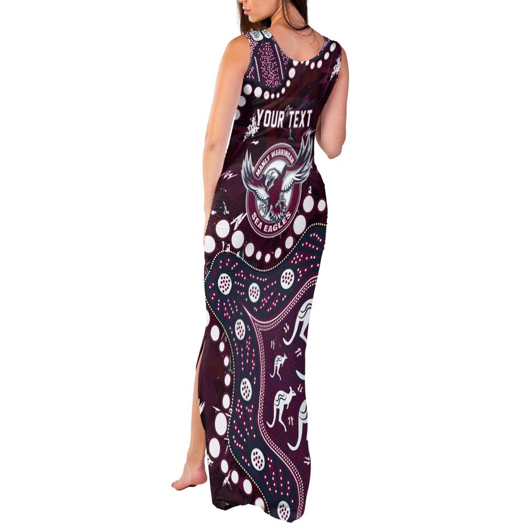 Personalized Manly Warringah Sea Eagles Tank Maxi Dress Aboriginal Pattern with Graffiti Style Design