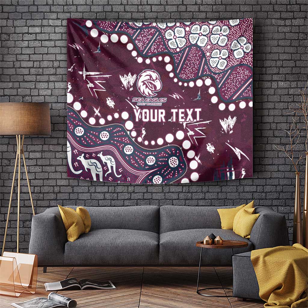 Personalized Manly Warringah Sea Eagles Tapestry Aboriginal Pattern with Graffiti Style Design