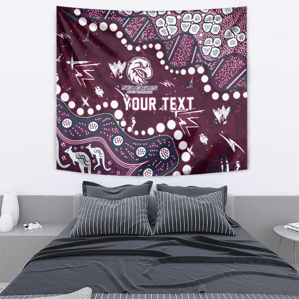 Personalized Manly Warringah Sea Eagles Tapestry Aboriginal Pattern with Graffiti Style Design